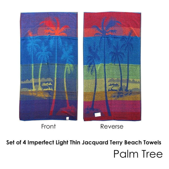 Set of 4 Imperfect Jacquard Terry Beach Towels Palm Tree