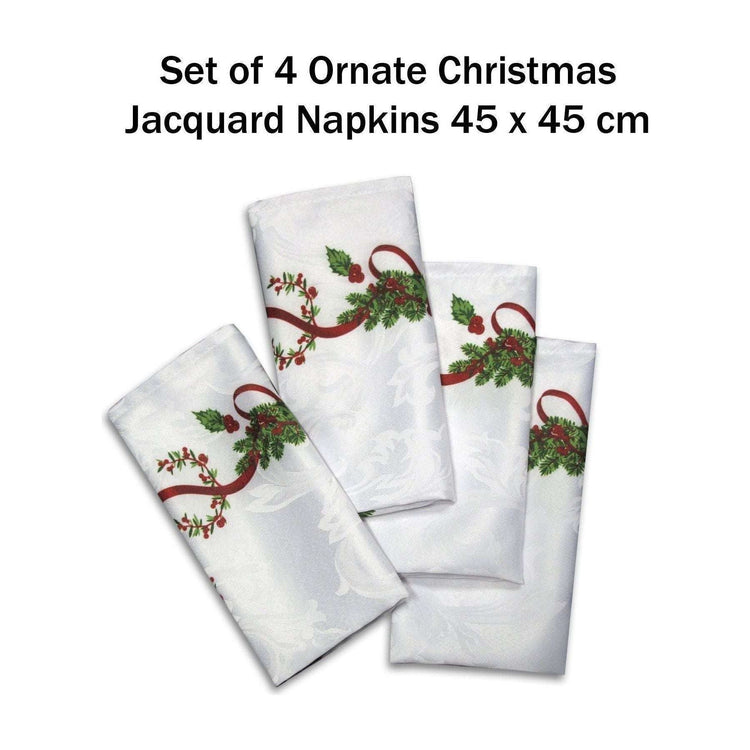 Set of 4 Ornate Christmas Xmas Festival Jacquard Napkins - Magdasmall