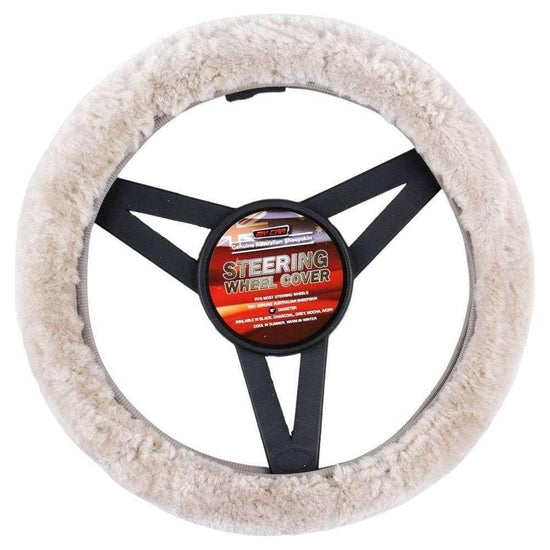 Sheepskin Steering Wheel Cover Luxury - Mocha