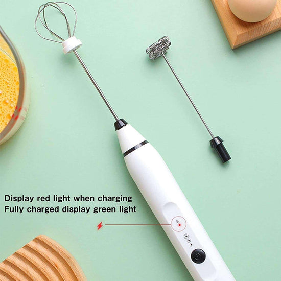 Silver Rechargeable Electric Milk Frother Handheld (3 Speeds) - Magdasmall