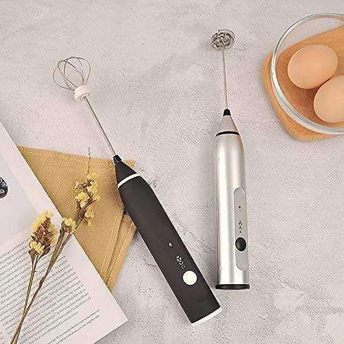 Silver Rechargeable Electric Milk Frother Handheld (3 Speeds) - Magdasmall