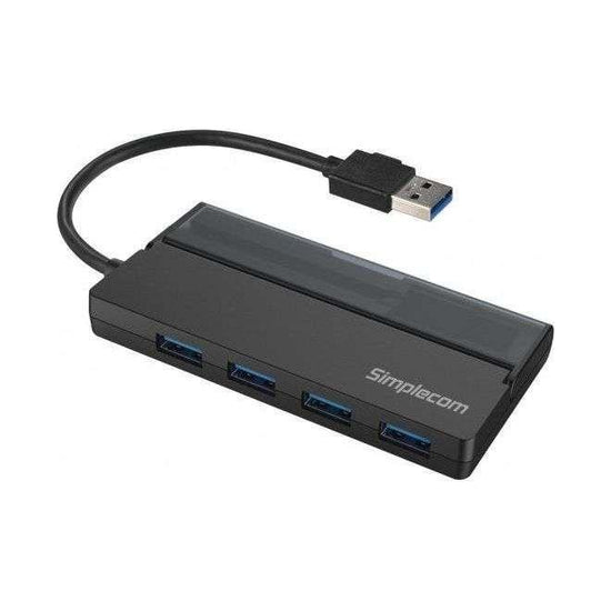 SIMPLECOM CH329 Portable 4 Port USB 3.2 Gen1 (USB 3.0) 5Gbps Hub with Cable Storage - Black