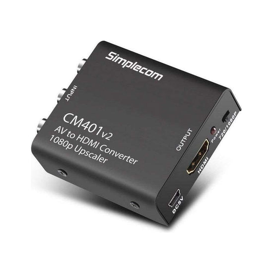 Simplecom CM401v2 Composite AV CVBS to HDMI Video Converter 1080p Upscaler Alloy Case
