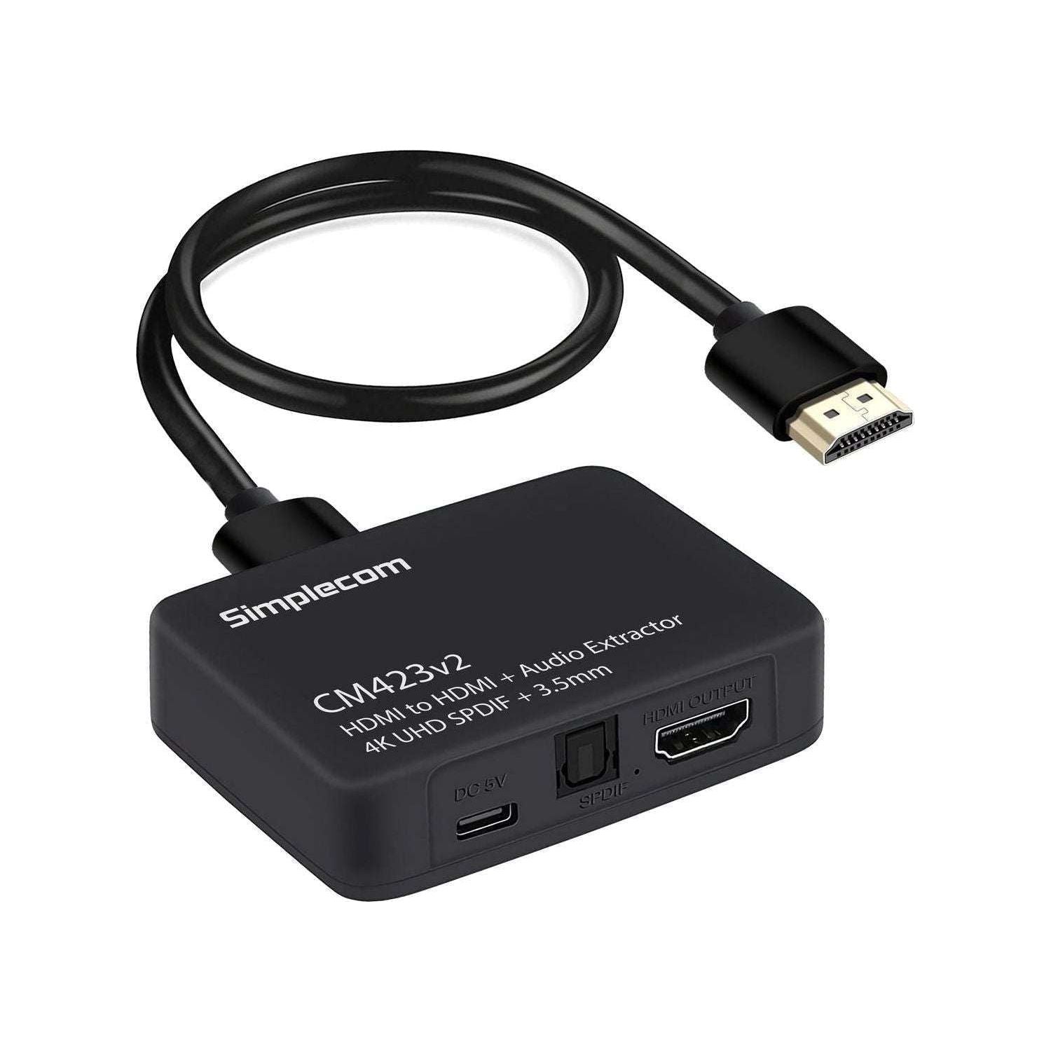 Simplecom CM423v2 HDMI Audio Extractor 4K HDMI to HDMI and Optical SPDIF + 3.5mm Stereo