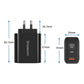 Simplecom CU265 Dual Port PD 65W GaN Fast Wall Charger USB-C + USB-A for Phone Laptop