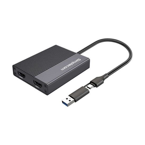 Simplecom DA369 USB 3.0 or USB-C to Dual 4K HDMI 2.0 Display Adapter for 2x 4K@60Hz Extended Screens