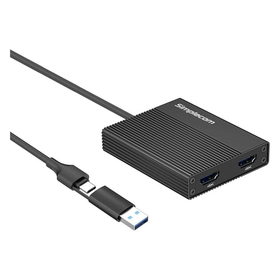 Simplecom DA369 USB 3.0 or USB-C to Dual 4K HDMI 2.0 Display Adapter for 2x 4K@60Hz Extended Screens