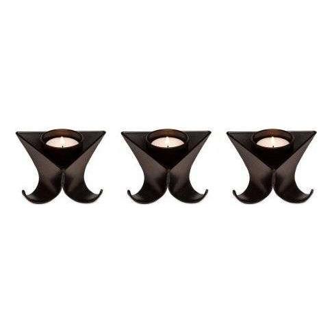 Small Decorative Black Metal Tea Light Candle Holders in Set of 3 - Magdasmall