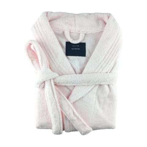 small medium egyptian cotton terry toweling bathrobe baby pink - Magdasmall