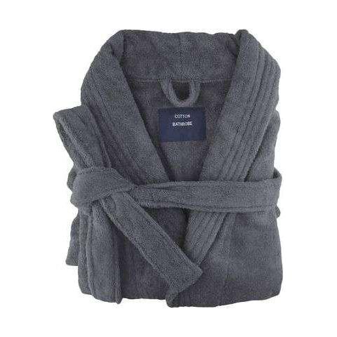 small medium egyptian cotton terry toweling bathrobe charcoal - Magdasmall