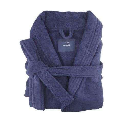 small medium egyptian cotton terry toweling bathrobe navy - Magdasmall