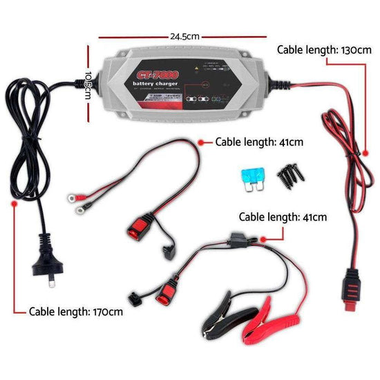 Smart Battery Charger 7A 12V 24V Automatic SLA AGM Car Truck Boat Motorcycle Caravan