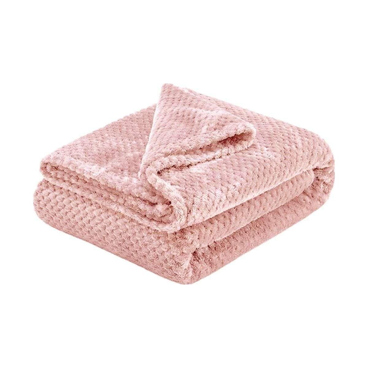 Soft Diamond Fleece Throw Rug/Blanket Pink