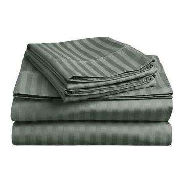 soft stripe microfibre sheet set double charcoal - Magdasmall