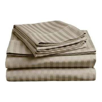 soft stripe microfibre sheet set double taupe - Magdasmall