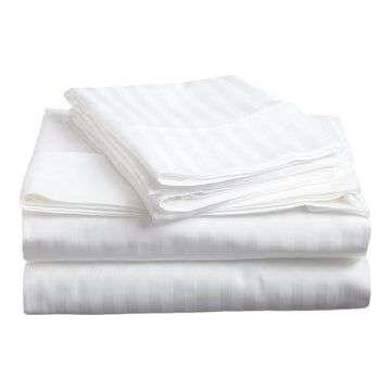 soft stripe microfibre sheet set queen white - Magdasmall