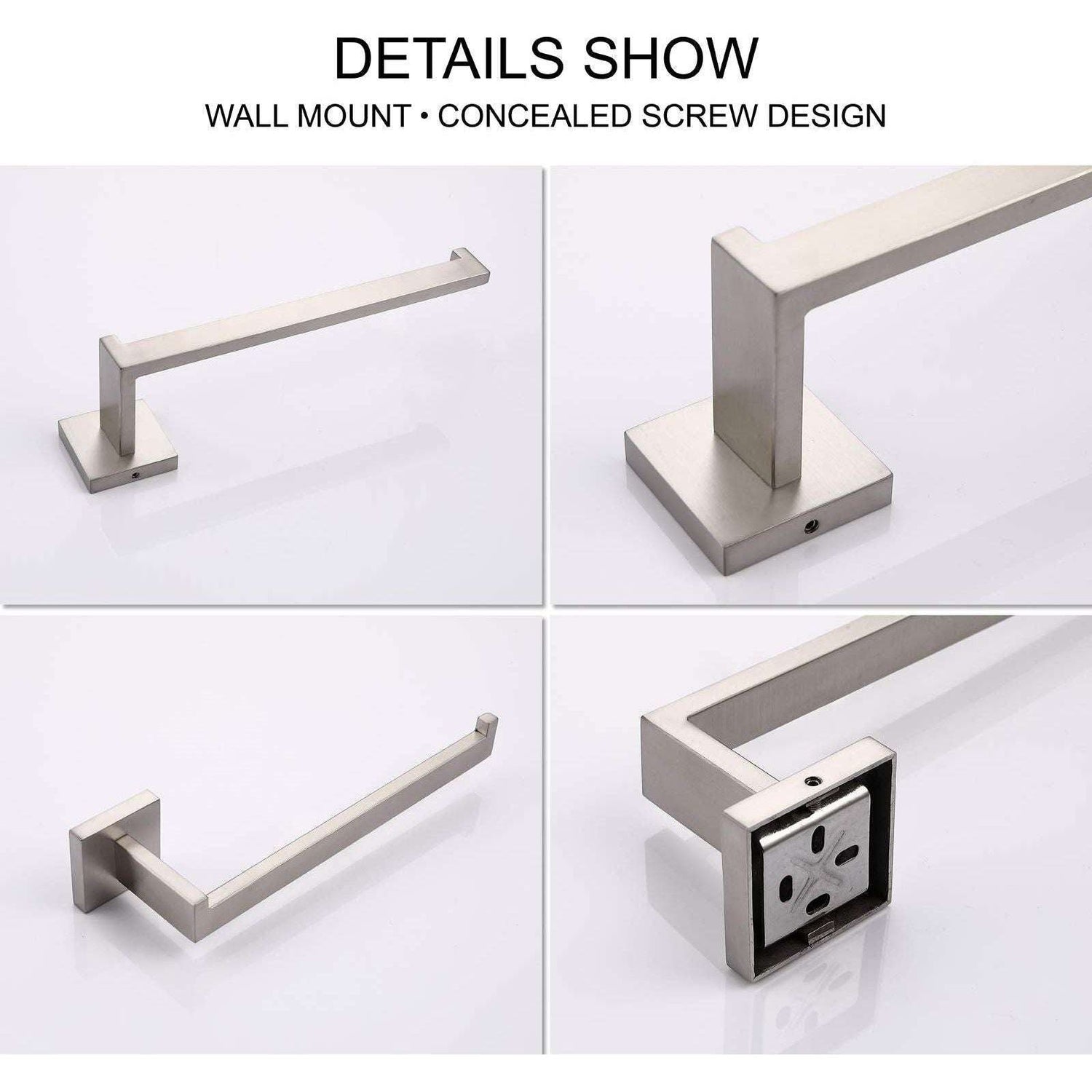 Square Hand Towel Holder Ring Wall Mounted Modern Towel Bar Bathroom Kitchen - Magdasmall