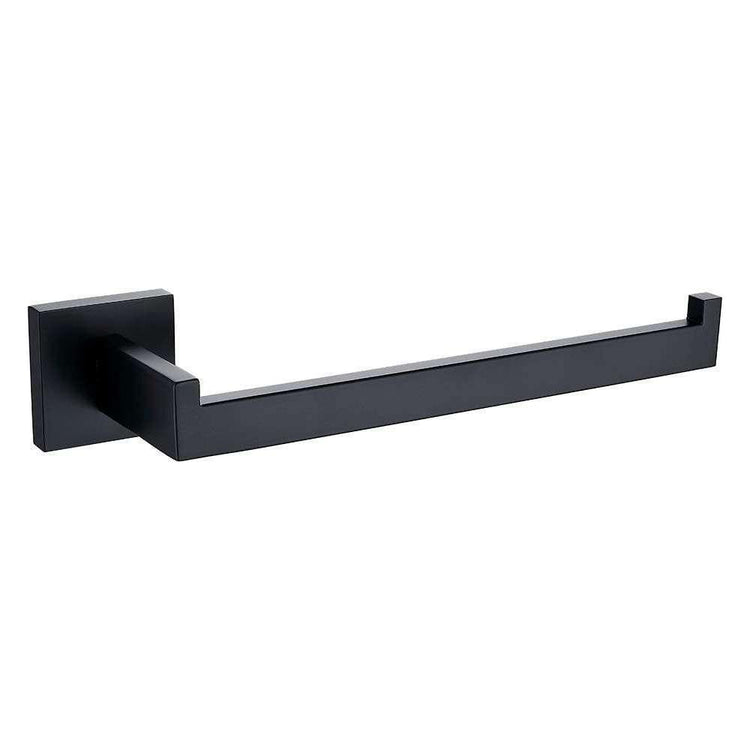 Square Hand Towel Holder Ring Wall Mounted Modern Towel Bar Bathroom Kitchen Black - Magdasmall