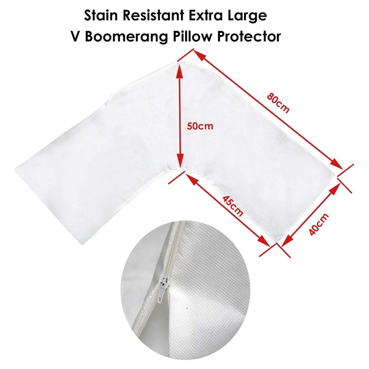 Stain Resistant Extra Large V Boomerang Pillow Protector