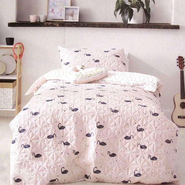 Swan Blush Quilt Cover Set Single - Magdasmall