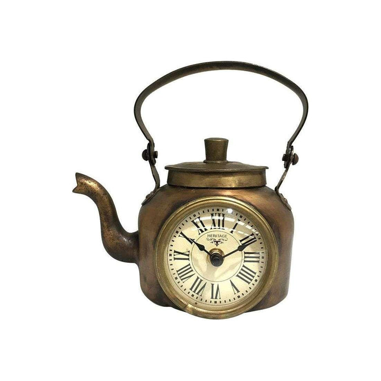 Table Clock - Old Brass Tea Kettle - Magdasmall