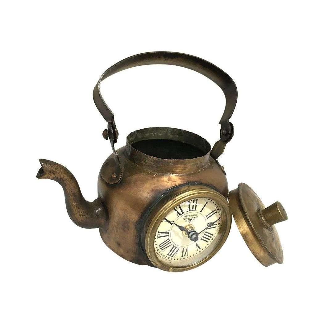 Table Clock - Old Brass Tea Kettle - Magdasmall