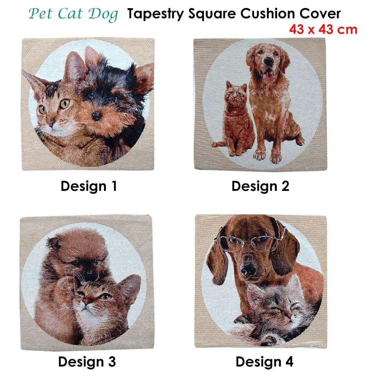 Tapestry Pet Cat Dog Square Cushion Cover Design 1