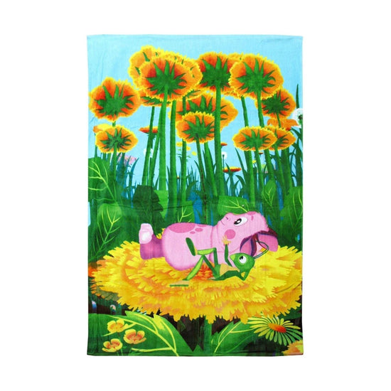 The Adventure of Luntik Beach Towel Rest on Flowers