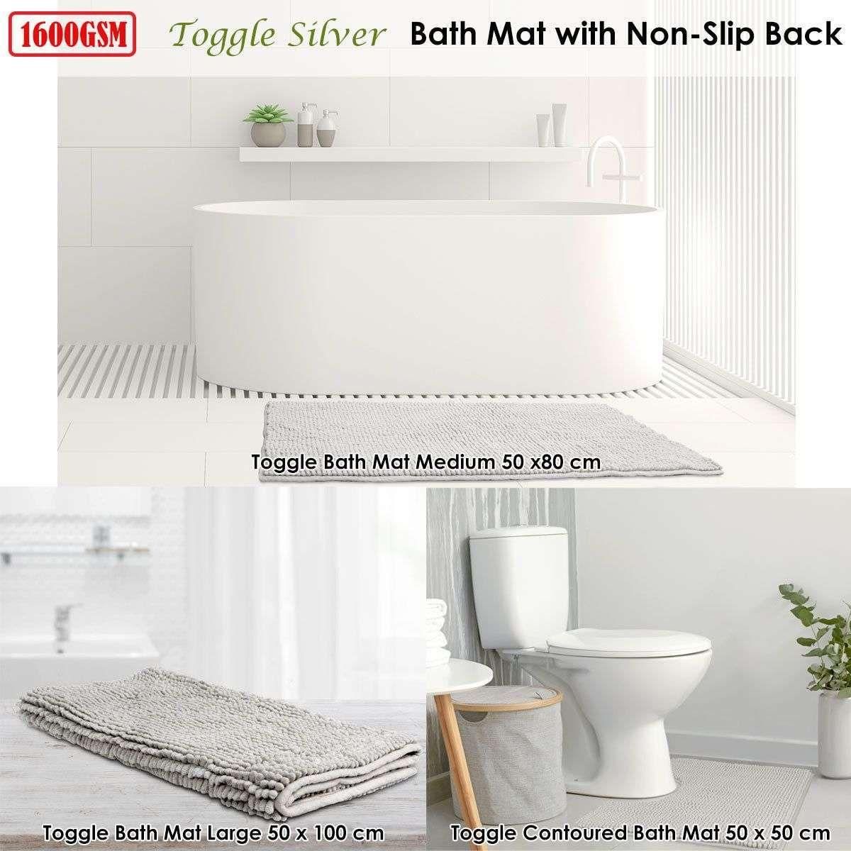 Toggle Microfiber Bath Mat Medium Silver