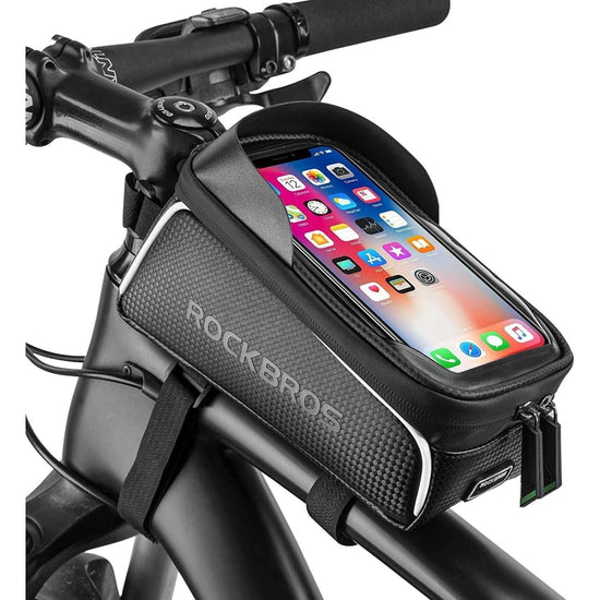 Top Tube Bike Bag With Phone Case Holder Plastic Cover for MTB Mountain Road Commuter Ebike Tourer or Scooter Rockbros