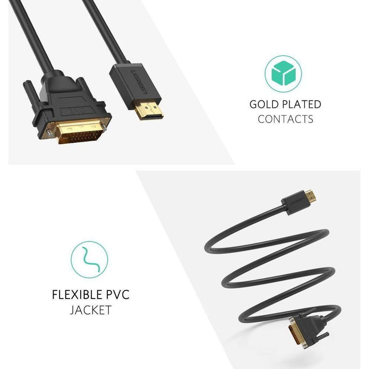 UGREEN 10136 HDMI To DVI 24+1 Cable 3M