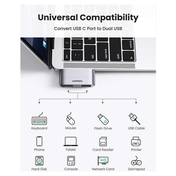 UGREEN 10912 USB-C to USB 3.0 x2 Adapter