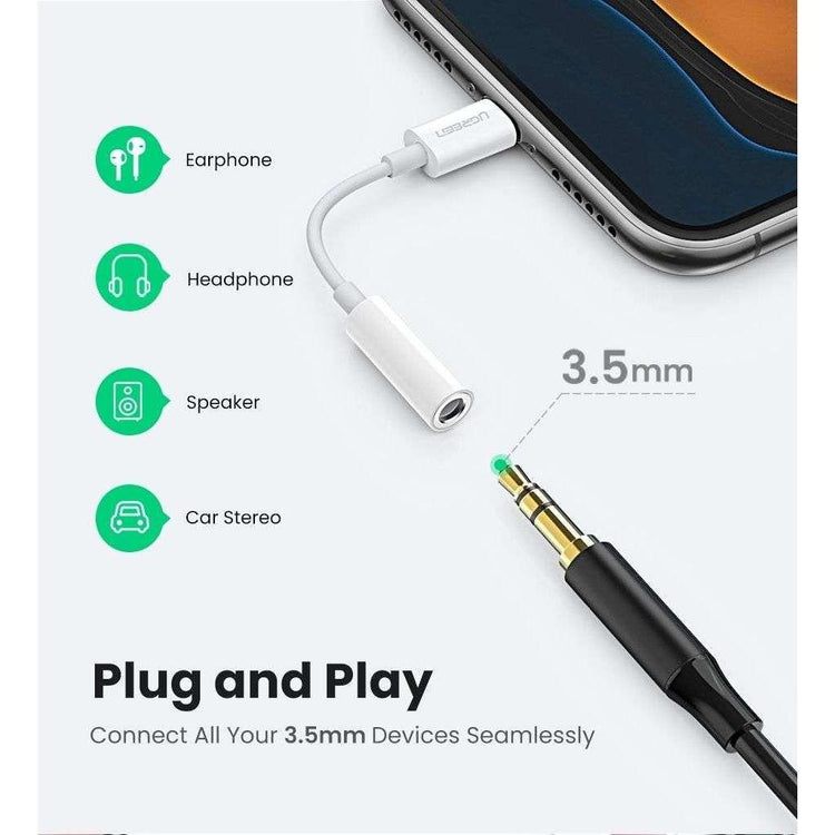 UGREEN 30759 iPhone 8-pin to 3.5mm Headphone Adapter