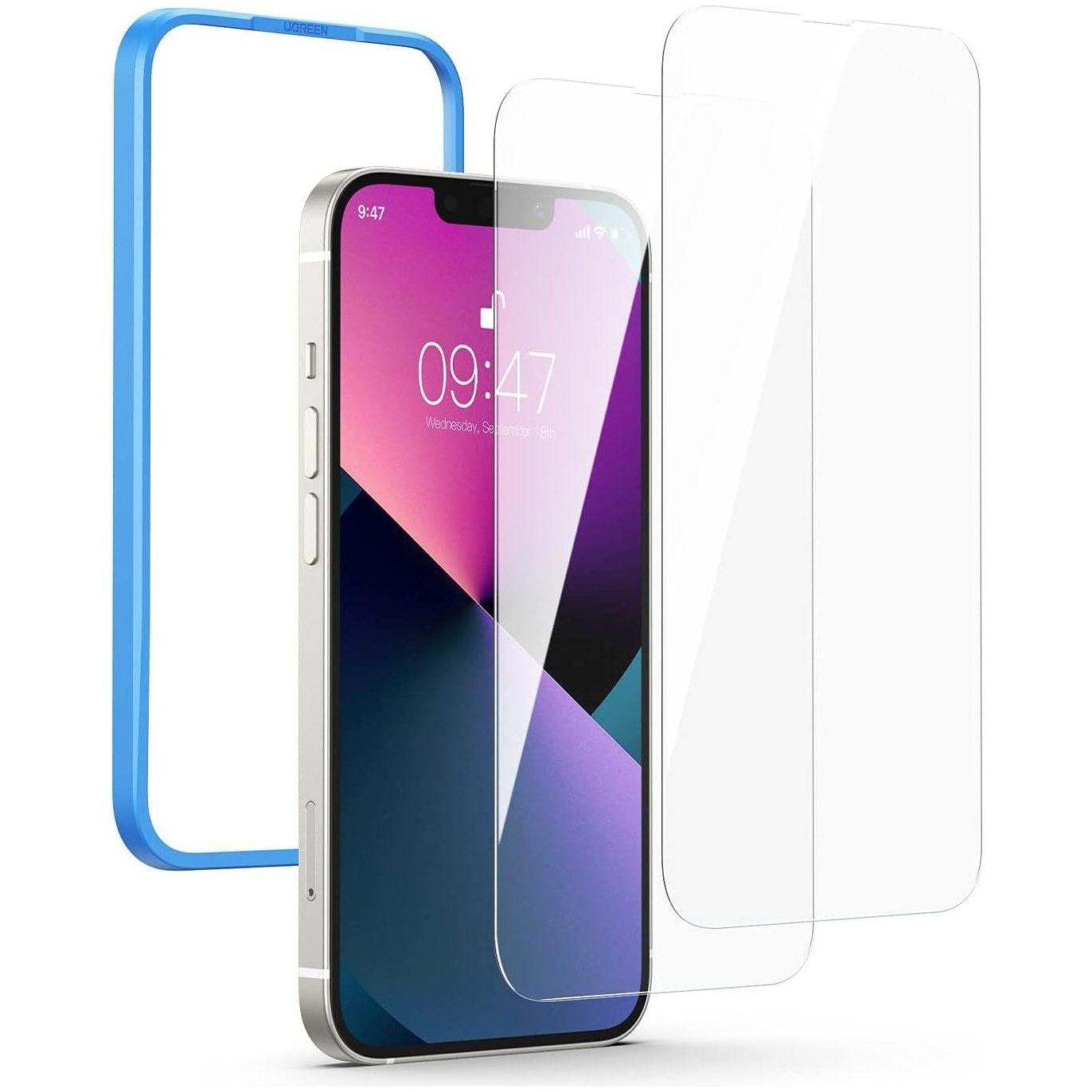 UGREEN 80969 Full Coverage HD Tempered Glass Screen Protector with Precise-Align Applicator for iPhone 13 Pro Max / 14 Plus (2-Pack)