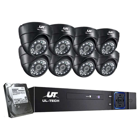 UL-tech CCTV 8 Dome Cameras Home Security System 8CH DVR 1080P 1TB IP Day Night