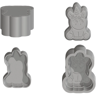 Unicorn Bath Bomb Mold 3D Molds, Bath Bomb Mold Presses, Bath Molds, Three Piece Mold, Diy PLA/PLA+ Plastic - Hand press molds