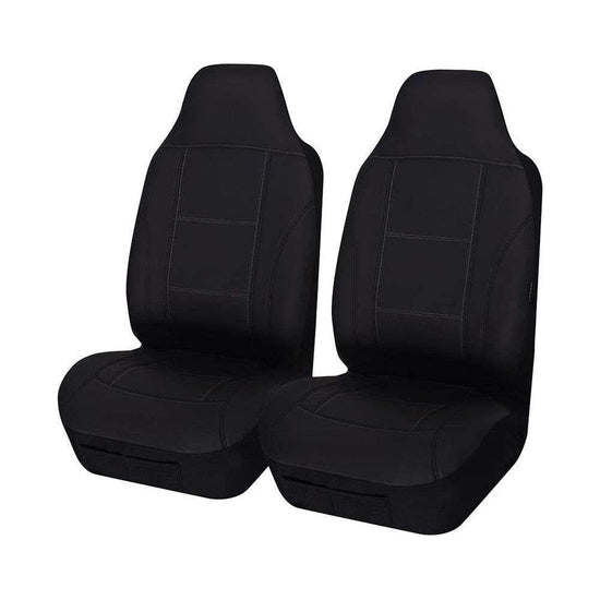 Universal Lavish Front Seat Covers Size 60/25 | Black/White Stitching