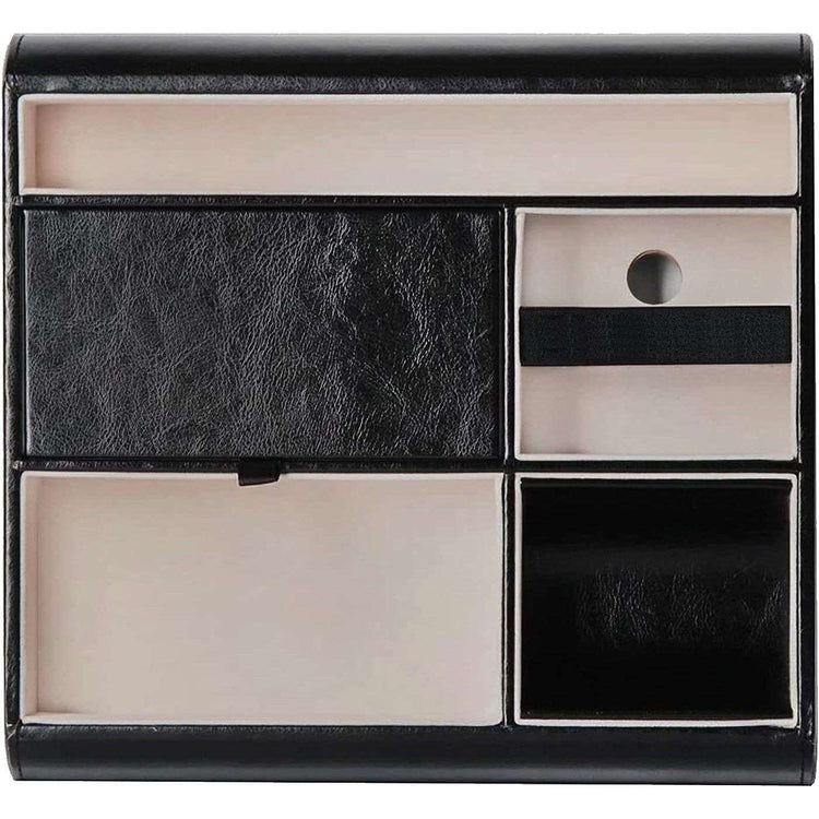Valet Tray Leather Multi Catch Storage Box for Jewellery Accessories, Keys, Phone, Wallet, Coin, Jewellery (Black) - Magdasmall