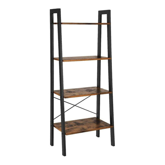 VASAGLE Ladder Shelf 4-Tier Industrial Storage Rack for Living Room Rustic Brown and Black LLS44XV1