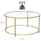 VASAGLE Round Glass Top Coffee Table with Metal Frame