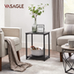 VASAGLE Side Table Set of 2 Charcoal Gray and Black with Storage Shelf LET272B16