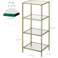 VASAGLE Storage Shelf 4-Tier Tempered Glass Gold LGT029A01