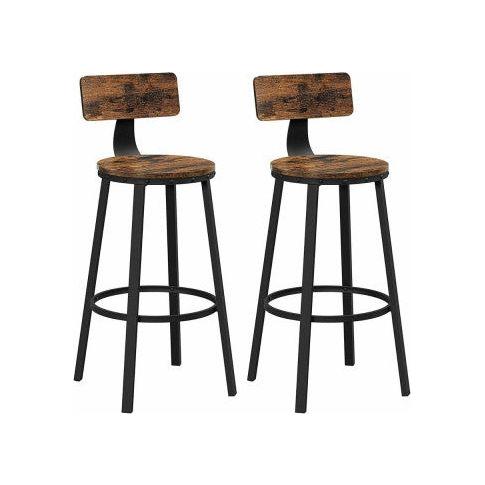 VASAGLE Tall Bar Stools Set of 2 Bar Chairs Vintage Brown