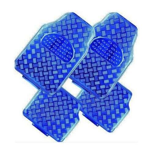VENOM 4-Piece Car Mat - BLUE [Rubber/Aluminium Look]