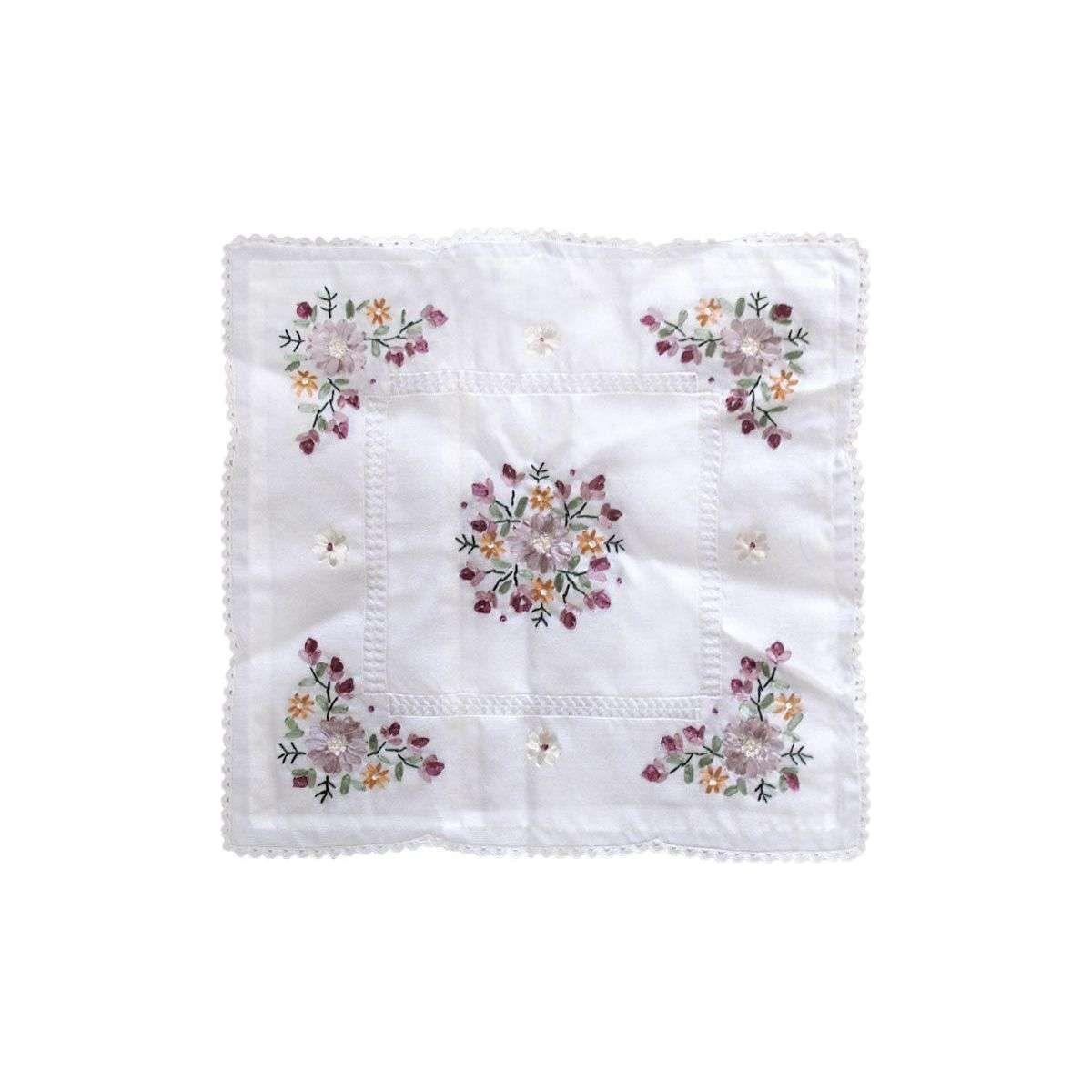 Victoriana White Applique Embroidered Cushion Cover 45 x 45 cm - Magdasmall