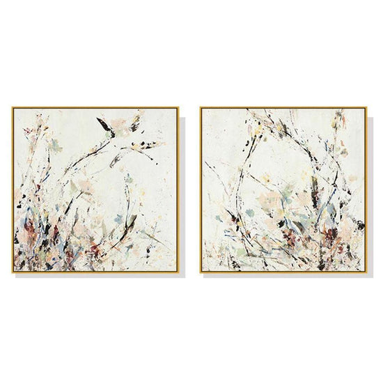 Wall Art 100cmx100cm Afternoon Walk 2 Sets Gold Frame Canvas