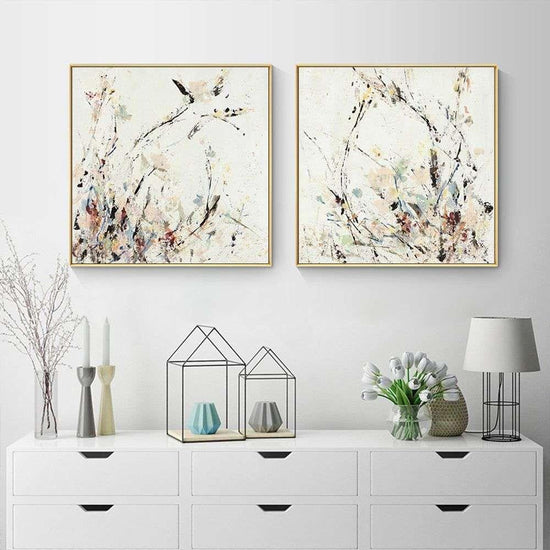 Wall Art 100cmx100cm Afternoon Walk 2 Sets Gold Frame Canvas