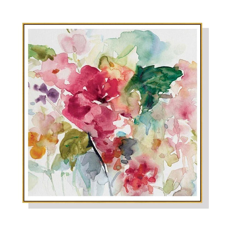 Wall Art 100cmx100cm Floral Brunch Gold Frame Canvas