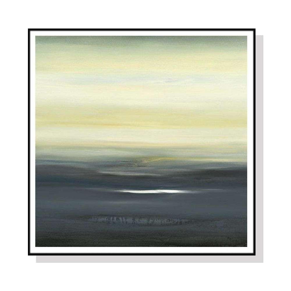 Wall Art 100cmx100cm Land of Serenity Black Frame Canvas