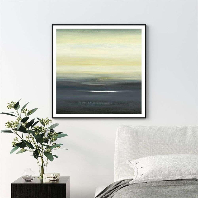 Wall Art 100cmx100cm Land of Serenity Black Frame Canvas